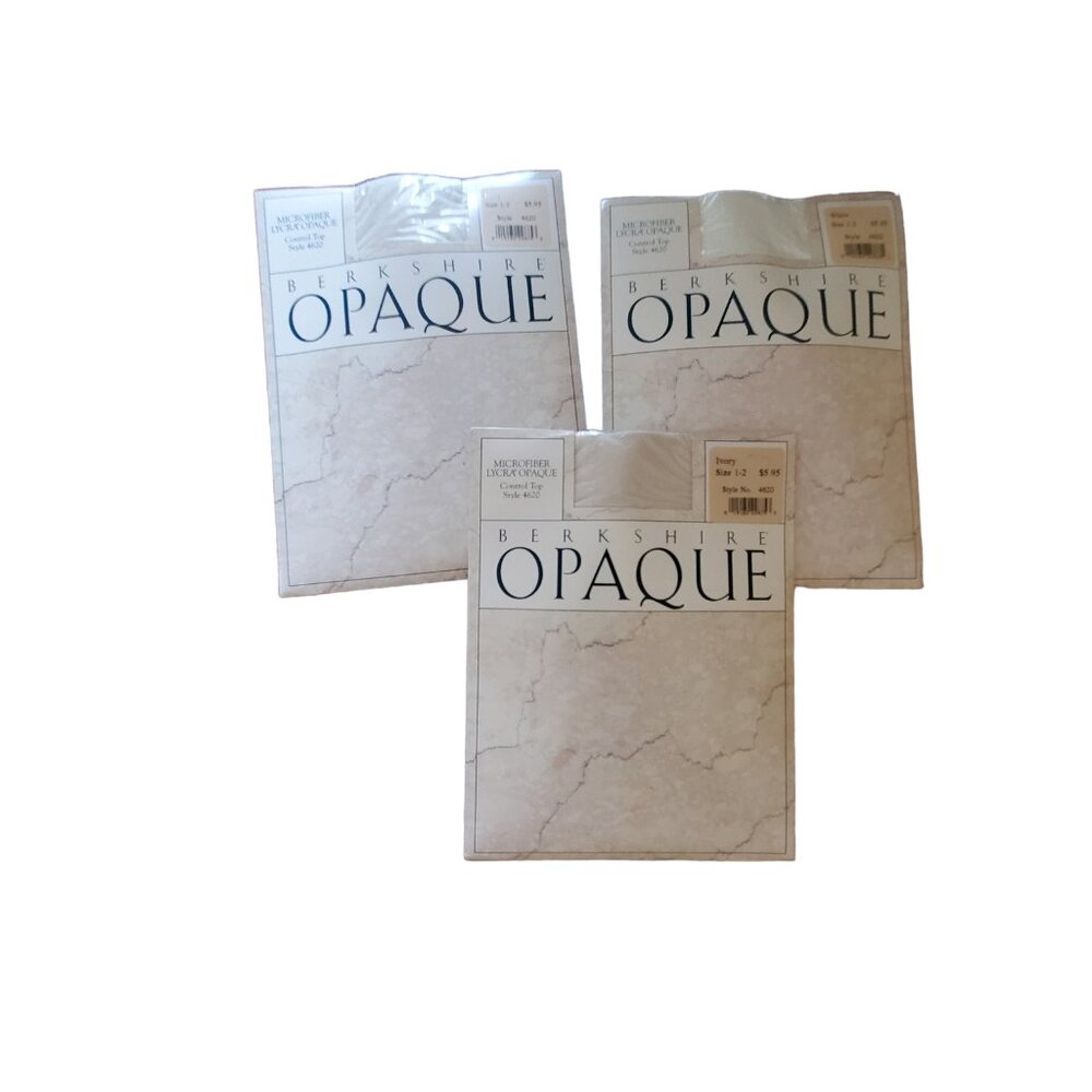 Berkshire Opaque 3 pair pantyhose size 1-2 95-140 lb vintage white ivory control